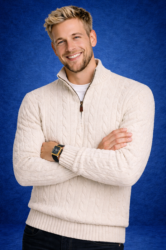 Suéter de punto medio con cremallera